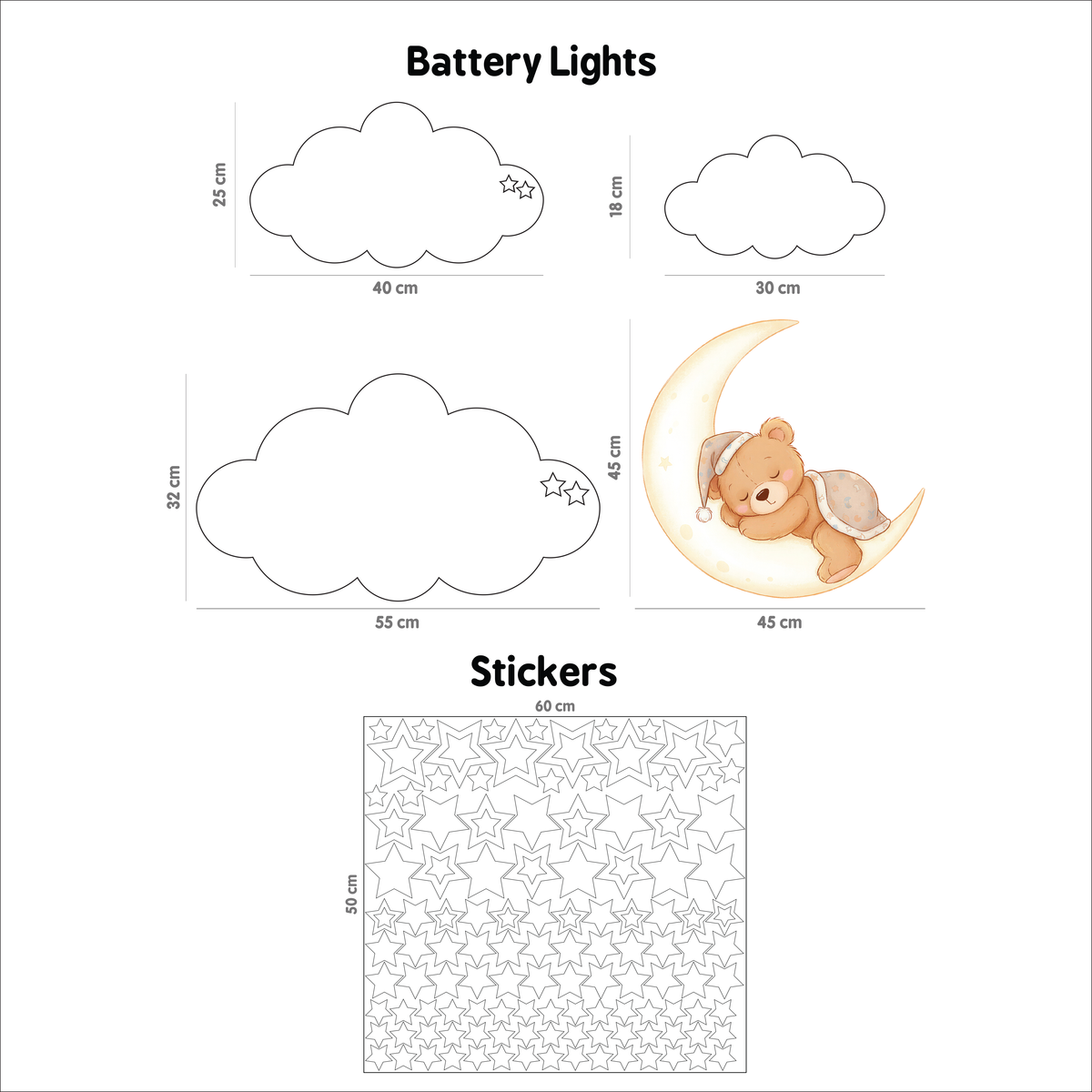 Teddy Bear Bundle - Dimensions